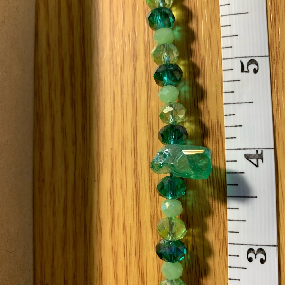 Handmade Bracelet green beads and Crystal